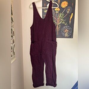 We the Free High Roller Jumpsuit Burgundy Corduroy